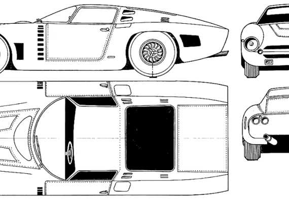 Iso Grifo A3C 02 - Изо Грифо - чертежи, габариты, рисунки автомобиля