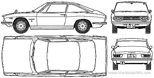 Isuzu 117 Coupe (1969) - Исудзу - чертежи, габариты, рисунки автомобиля