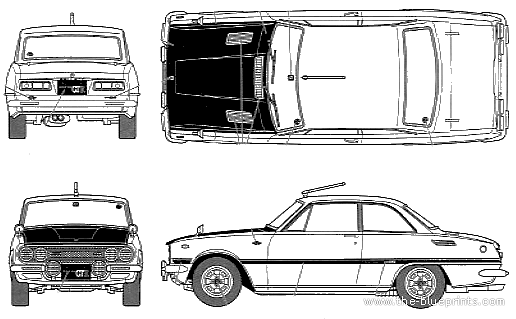 Isuzu Bellett 1600GTR Early Type (1969) - Исудзу - чертежи, габариты, рисунки автомобиля