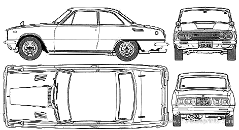 Isuzu Bellett 1800GT (1968) - Исудзу - чертежи, габариты, рисунки автомобиля