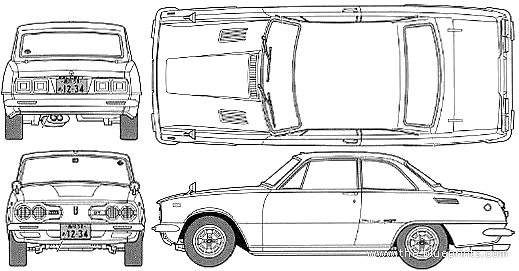 Isuzu Bellett 1800GT (1971) - Исудзу - чертежи, габариты, рисунки автомобиля