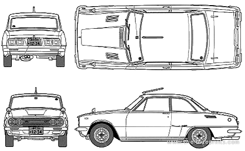 Isuzu Bellett 1800GT Early Type - Исудзу - чертежи, габариты, рисунки автомобиля