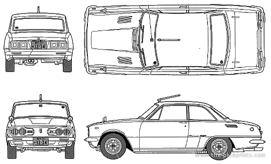 Isuzu Bellett 1800GT Late Type - Исудзу - чертежи, габариты, рисунки автомобиля