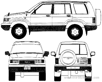 Isuzu Bighorn LWB (1992) - Разные автомобили - чертежи, габариты, рисунки автомобиля