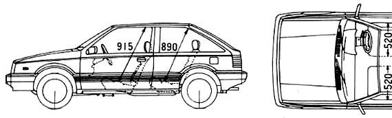Isuzu Gemini FF (1988) - Исудзу - чертежи, габариты, рисунки автомобиля