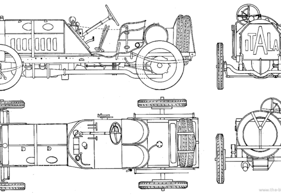 Itala GP (1907) - Гоночный Classics - чертежи, габариты, рисунки автомобиля