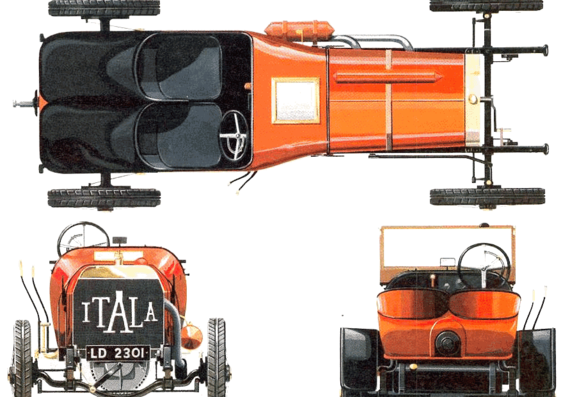 Itala GP (1908) - Разные автомобили - чертежи, габариты, рисунки автомобиля
