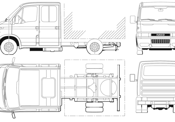 Iveco Daily 40C14 Dual Cab Chassis - Ивеко - чертежи, габариты, рисунки автомобиля