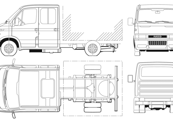 Iveco Daily 50C17 Crew Cab - Ивеко - чертежи, габариты, рисунки автомобиля