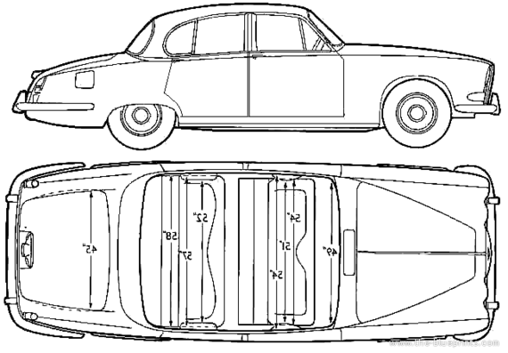 Jaguar 420 (1964) - Ягуар - чертежи, габариты, рисунки автомобиля