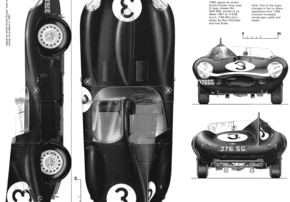 Jaguar D-type Longnose (1956) - Jaguar - drawings, dimensions, pictures of the car