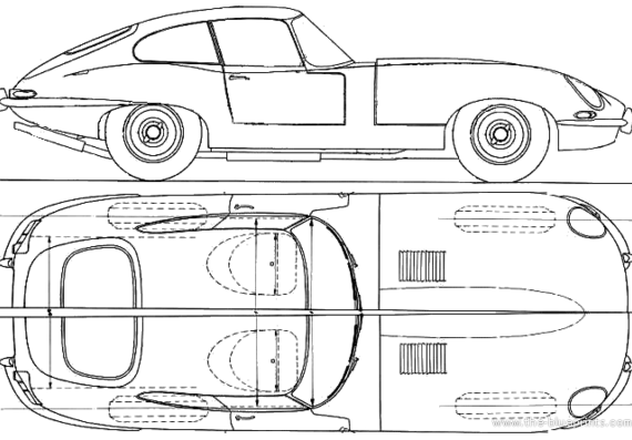 Jaguar E-Type 3.8 Coupe (1961) - Ягуар - чертежи, габариты, рисунки автомобиля