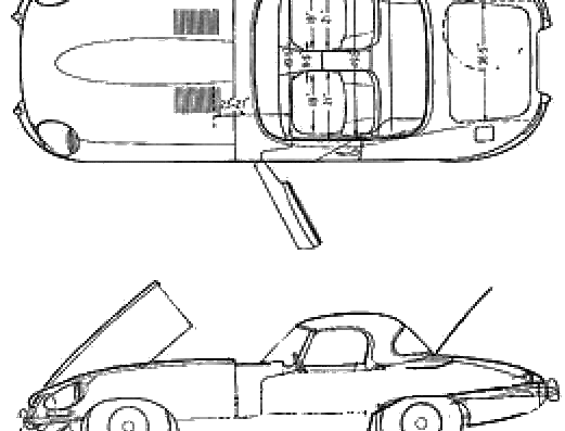 Jaguar E-Type 4.2 Roadster (1967) - Ягуар - чертежи, габариты, рисунки автомобиля