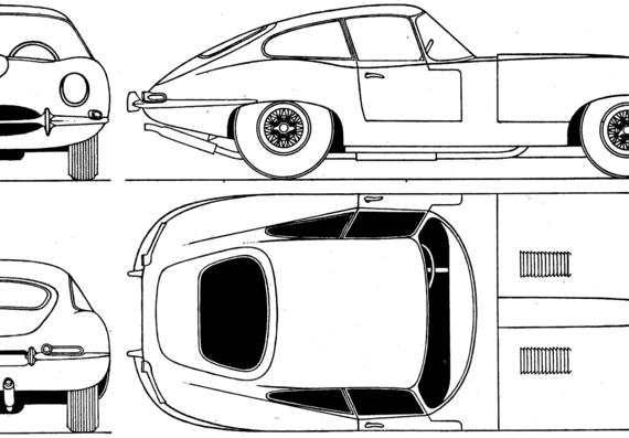 Jaguar E-Type Coupe (1961) - Ягуар - чертежи, габариты, рисунки автомобиля