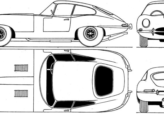 Jaguar E-Type S1 Coupe (1961) - Ягуар - чертежи, габариты, рисунки автомобиля