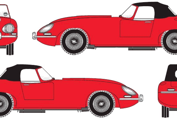 Jaguar E-Type S1 Roadster (1961) - Ягуар - чертежи, габариты, рисунки автомобиля