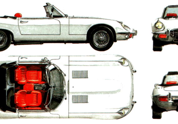 Jaguar E-Type S3 V12 Convertible (1973) - Ягуар - чертежи, габариты, рисунки автомобиля
