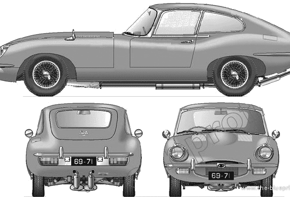 Jaguar E Type Coupe 2+2 Series II (1969) - Ягуар - чертежи, габариты, рисунки автомобиля