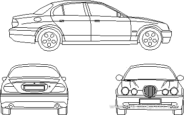 Jaguar S-Type (2001) - Ягуар - чертежи, габариты, рисунки автомобиля