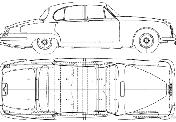 Jaguar S Type (1966) - Ягуар - чертежи, габариты, рисунки автомобиля