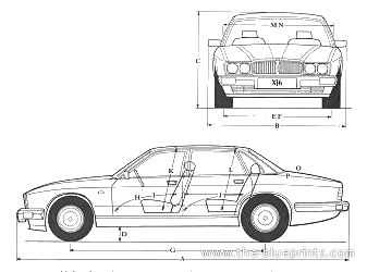 Jaguar XJ6 (1993) - Ягуар - чертежи, габариты, рисунки автомобиля