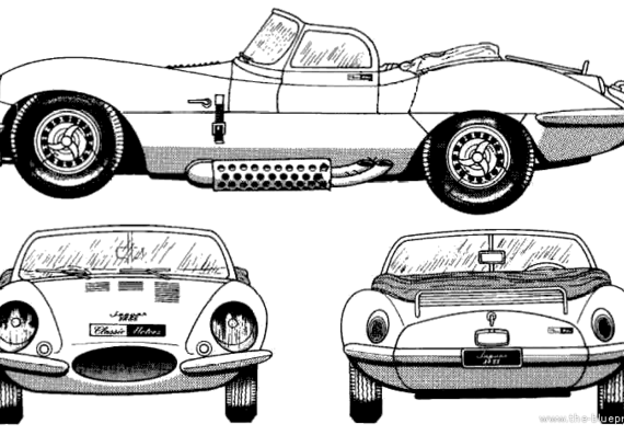 Jaguar XK-SS (1957) - Ягуар - чертежи, габариты, рисунки автомобиля