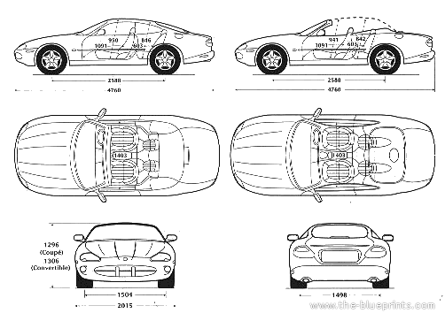 Jaguar XK - Ягуар - чертежи, габариты, рисунки автомобиля