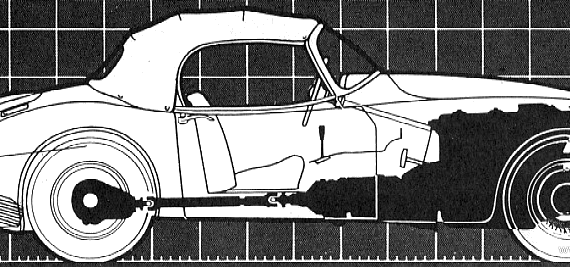 Jaguar XK150 DHC (1958) - Ягуар - чертежи, габариты, рисунки автомобиля