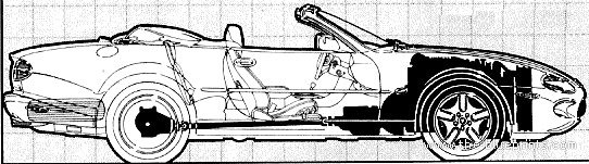 Jaguar XK8 Convertible (1999) - Ягуар - чертежи, габариты, рисунки автомобиля