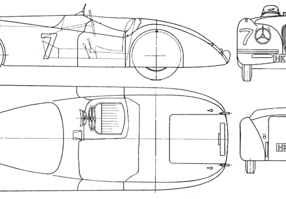 Jaguar XK 120 - Ягуар - чертежи, габариты, рисунки автомобиля