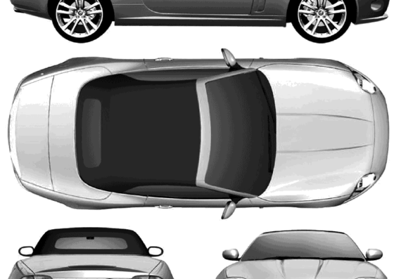 Jaguar XK Convertible (2006) - Ягуар - чертежи, габариты, рисунки автомобиля