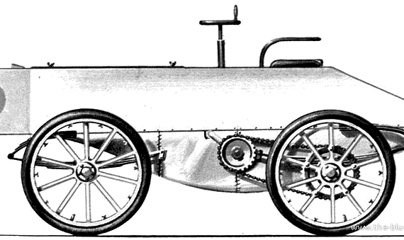 Jeantaud Electric Land Speed ​ ​ Rekord Car (1899) - Various cars - drawings, dimensions, pictures of the car