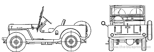Jeep CJ-3A Universal - Джип - чертежи, габариты, рисунки автомобиля