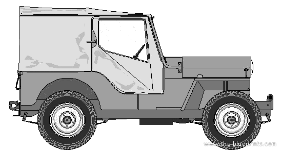 Jeep CJ-3B - Джип - чертежи, габариты, рисунки автомобиля
