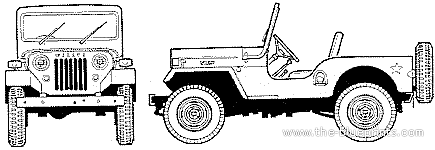 Jeep CJ-3B Universal (1954) - Джип - чертежи, габариты, рисунки автомобиля