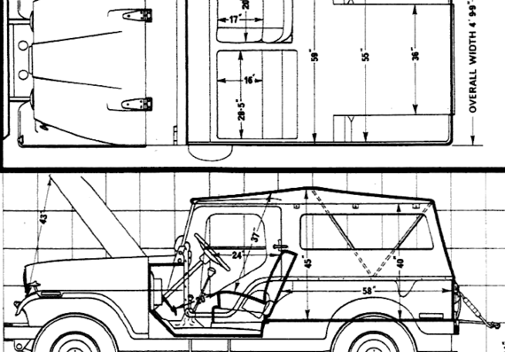 Jeep CJ6 (1974) - Джип - чертежи, габариты, рисунки автомобиля