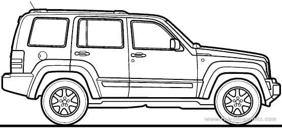 Jeep Cherokee (2010) - Джип - чертежи, габариты, рисунки автомобиля