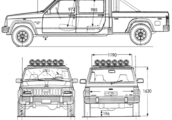Jeep Cherokee 4 Door - Джип - чертежи, габариты, рисунки автомобиля