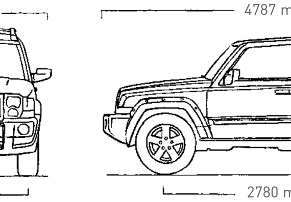 Jeep Commander - Джип - чертежи, габариты, рисунки автомобиля