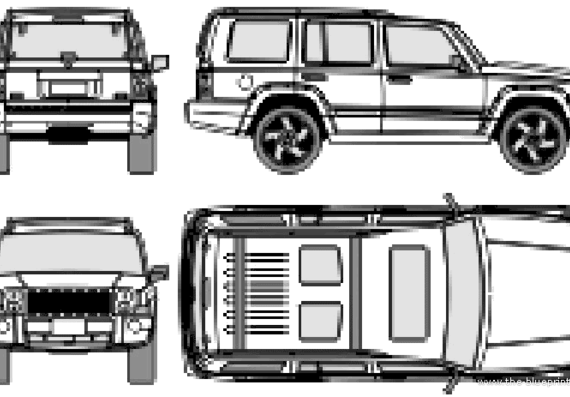 Jeep Commander (2006) - Джип - чертежи, габариты, рисунки автомобиля