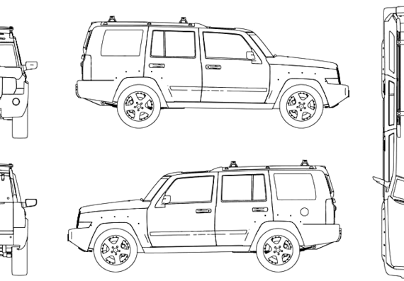 Jeep Commander (2008) - Джип - чертежи, габариты, рисунки автомобиля