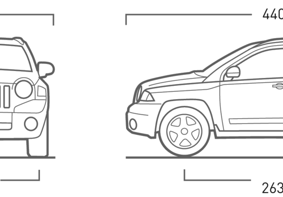 Jeep Compass - Джип - чертежи, габариты, рисунки автомобиля