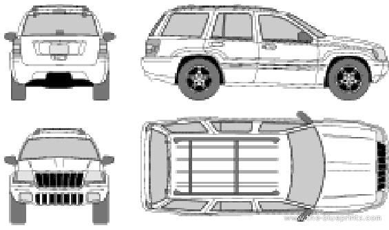 Jeep Grand Cherokee (2001) - Джип - чертежи, габариты, рисунки автомобиля