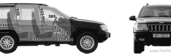 Jeep Grand Cherokee (2004) - Джип - чертежи, габариты, рисунки автомобиля