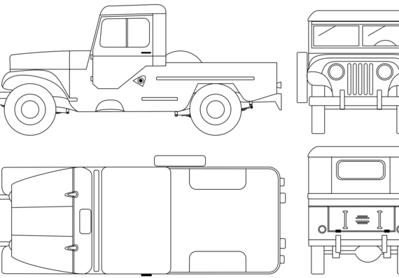 Jeep Ika Pick-Up Model JA2P - Джип - чертежи, габариты, рисунки автомобиля