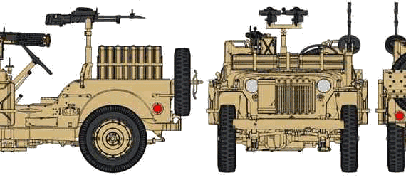 Jeep MB SAS 4x4 Desert Raider - Джип - чертежи, габариты, рисунки автомобиля