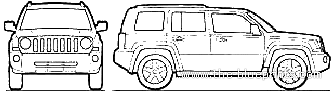 Jeep Patriot (2007) - Джип - чертежи, габариты, рисунки автомобиля