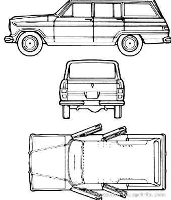Jeep Wagoneer (1976) - Джип - чертежи, габариты, рисунки автомобиля