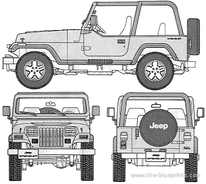 Jeep Wrangler - Джип - чертежи, габариты, рисунки автомобиля