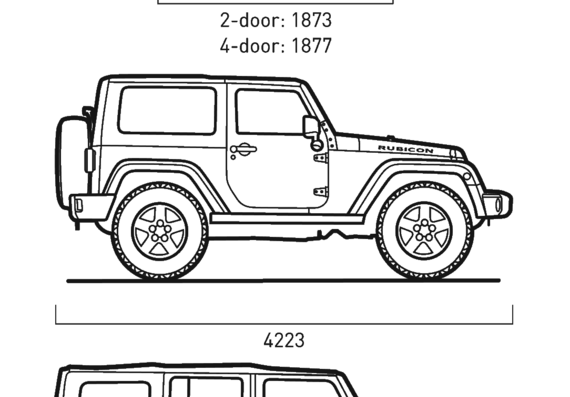 Jeep Wrangler (2007) - Jeep - drawings, dimensions, pictures of the car |  Download drawings, blueprints, Autocad blocks, 3D models | AllDrawings
